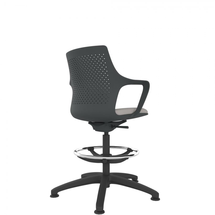 Black Perforated Shell Draughtsman With Black Swivel Base